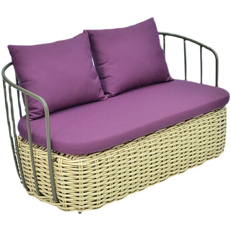 Balcony rattan chair sofa coffee table three-piece set garden courtyard open-air sun room small table homestay combination
