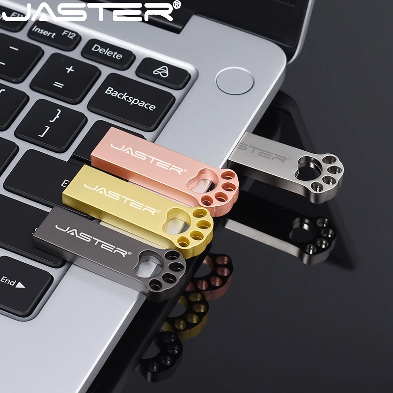 

Metal Cute Cat Paw Hollow USB 2.0 Flash Drive 64GB Adapter Memory Stick Creative Gift Pen Drive Waterproof U Disk Real Capacity