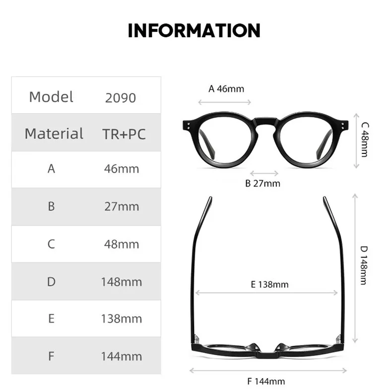 Marke Retro Anti Blau Licht Photochrome Sonnenbrille Lesebrille Frauen Männer Prebyopie Brillen Brille Runde Rahmen 0 bis + 6,0 – Detail 9