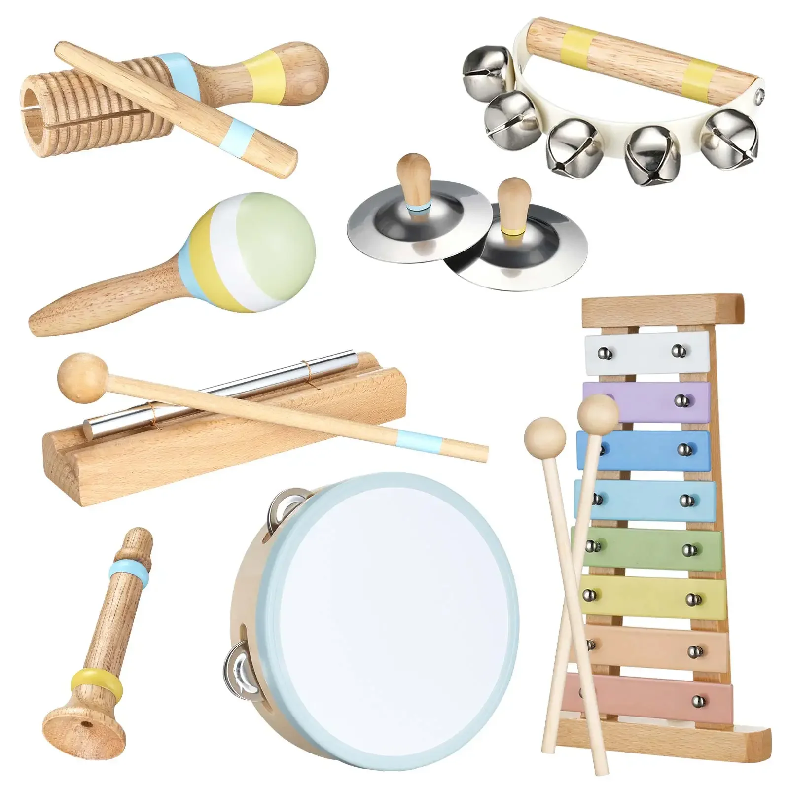 Toddler Musical Instruments Percussion Instruments Set Baby Musical Instruments Montessori Wooden Toys Percussion Xylophone Set