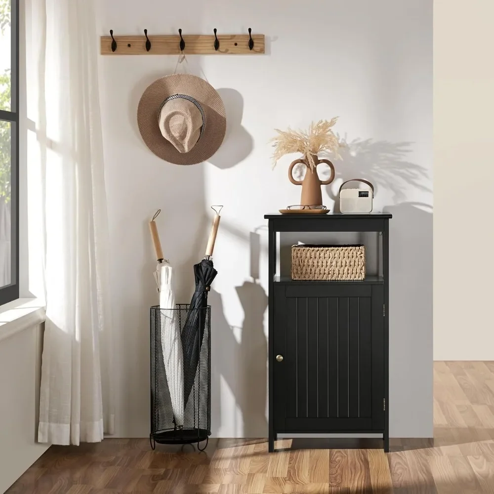

Narrow vertical cabinet, black4-layer adjustable shelf storage organizer - suitable for bathrooms and living rooms