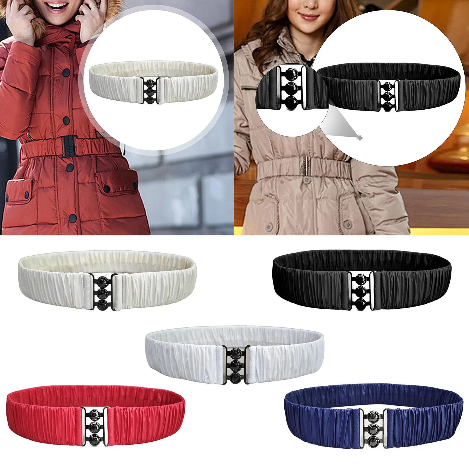 

Эластичный пояс, элегантный корсетный плиссированный мятый пояс, эластичный пояс триммера для одежды, куртки, пуховика, женский