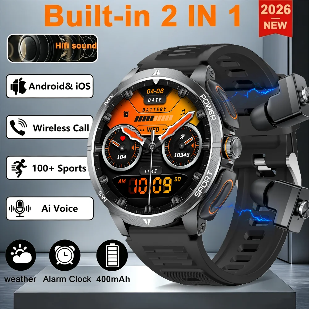 2026 2 In 1 TWS Headset Smart Watch 1.43