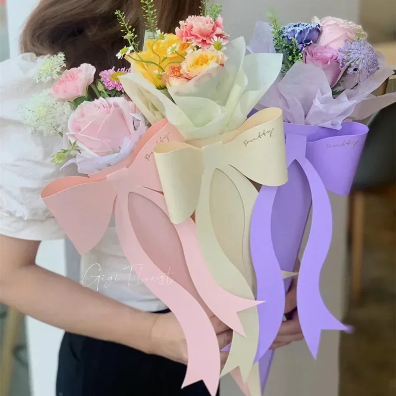 

10Pcs Bowknot Flower Box Florist Wrapping Portable Paper Bow Bouquet Packaging Bag Christma Wedding Birthday Party Gift Supplies
