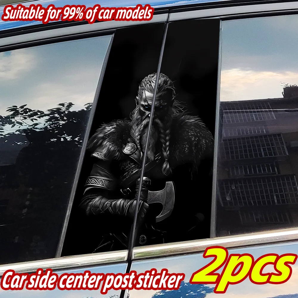 Cool Viking Warrior Car Stickers Auto B Pillar Waterproof Center Column Decor Cover Scratches Car Doors Pillar Decals Accessorie