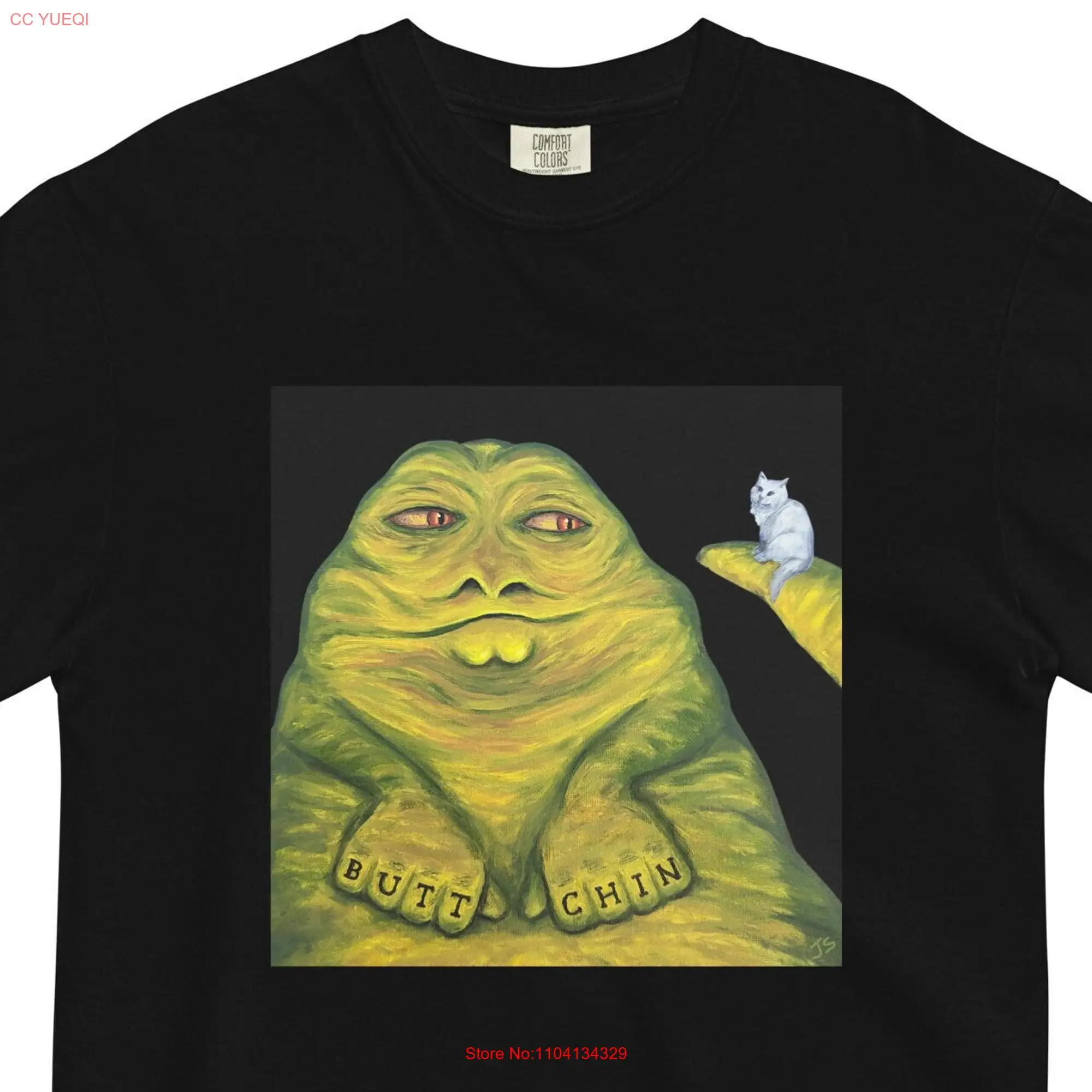 Jabba With Knuckle Tattoos And A Cat T Shirt Butt Chin long or short sleeves