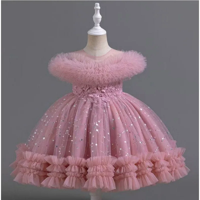

Fashion Princess Dress for Girls Sleeveless Lace Kids Girl Party Dress Summer Children Girls Evening Gown 4-12 Years