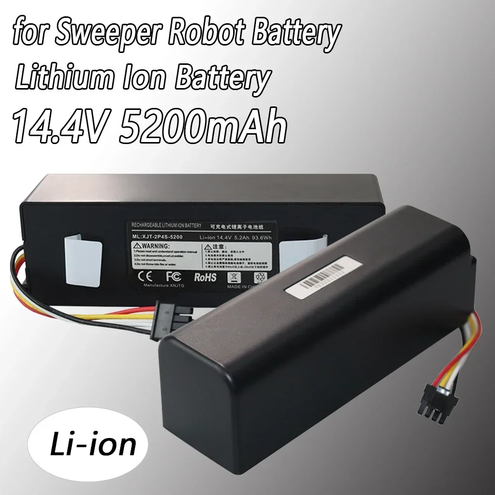 Baterai Li-ion pengganti 14.4V 5200mAh, untuk Xiaomi Roborock S55 S60 S65 S50 S51 S5 MAX S6 bagian baterai penyedot debu robot