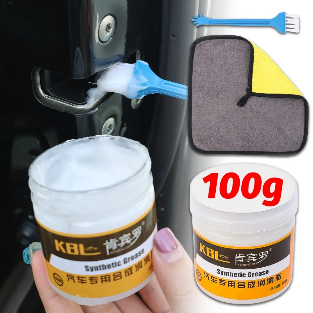 

100g White Lithium Grease Car Chain Bearing Gear Maintenance High-Temperature Multi-Purpose Mineral Oil Formula with Brush Towel