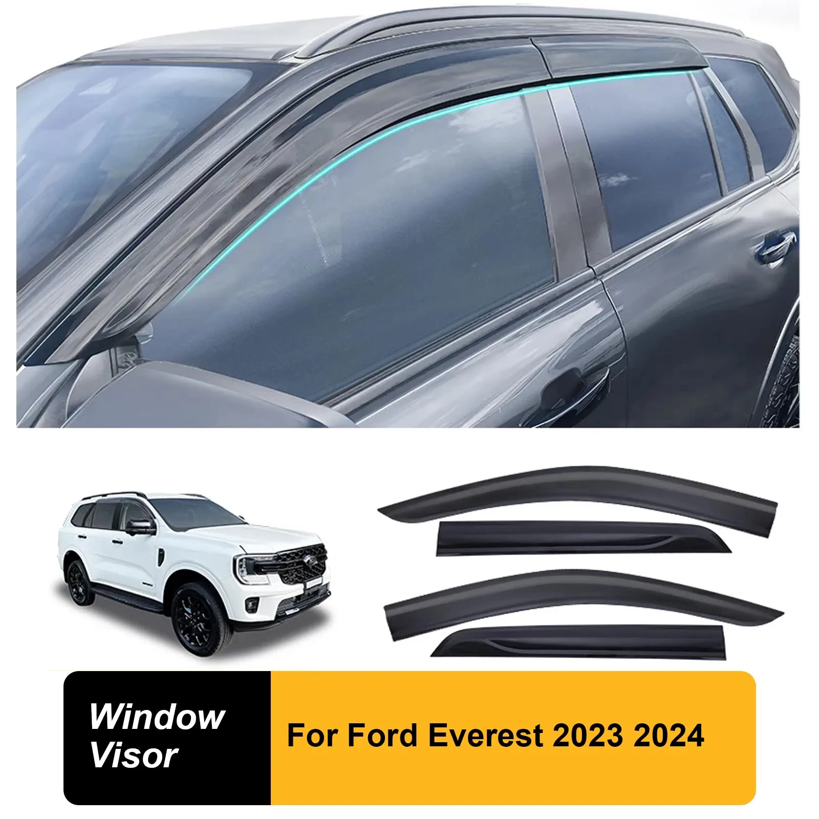 Window Deflector Shade Sun Rain Guard Window Visor For Ford Everest T9 2023 2024 Doub Cabin 4X4 Car Accessories