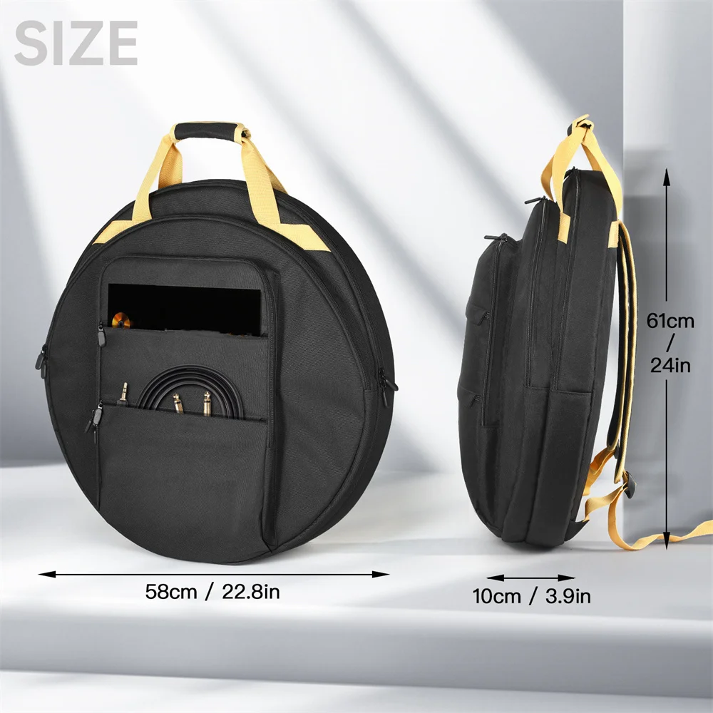 Black Cymbal Bag Shelf Drum Cymbal Handbag Backpack Organizer Bag for Drum Cymbals