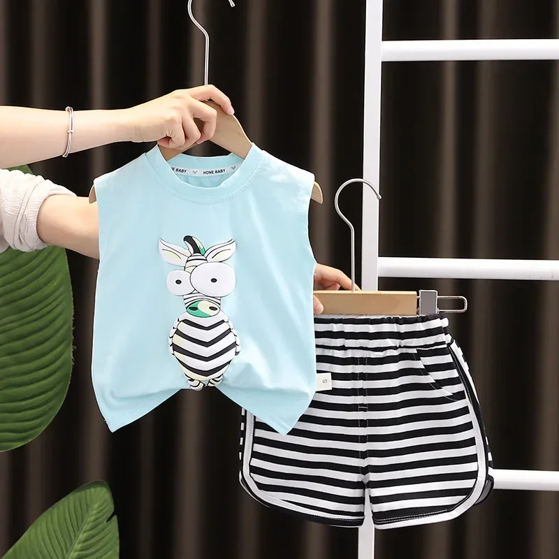 

New Summer Baby Clothes Suit Children Boys Girls Vest Shorts 2Pcs/Sets Toddler Clothing Infant Casual Costume Kids Tracksuits