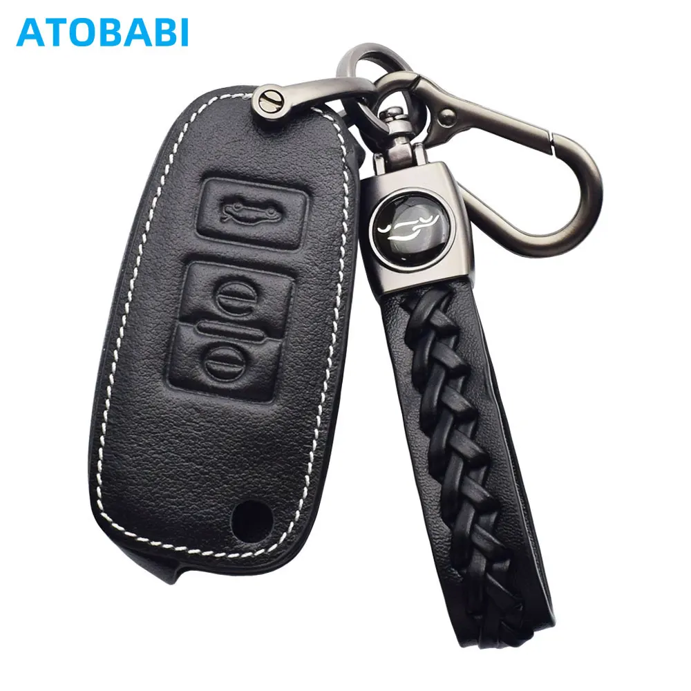 Leather Car Key Cover Flip Remote Fob Shell Case Protector Bag Auto Accessories For FAW Besturn X40 B30 2017 2018 2019 2020 2021