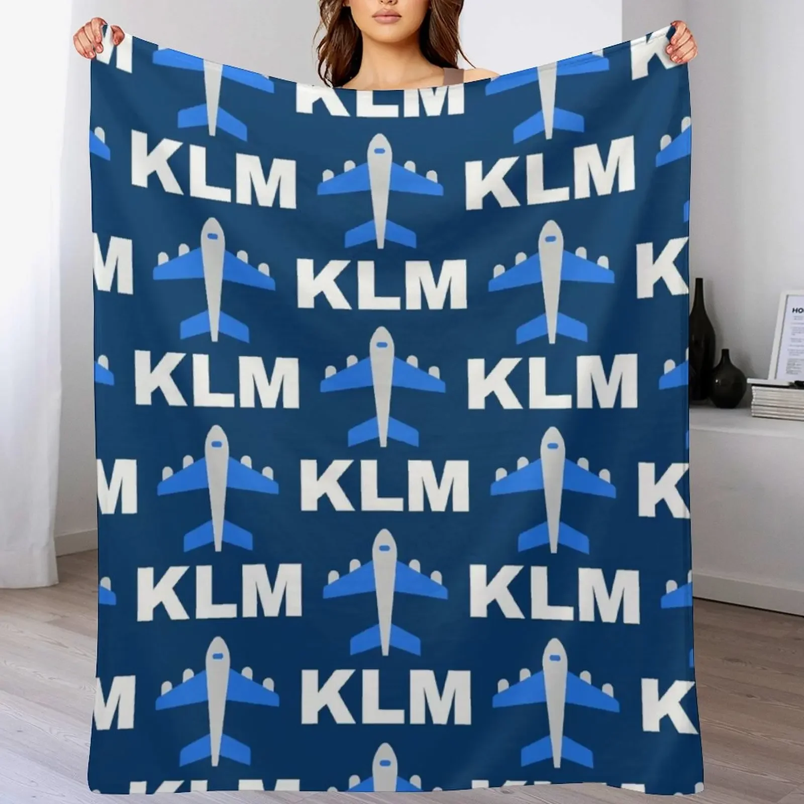 KLM Royal Dutch Airlines Throw Blanket Long Lasting Soft Plush Blanket for Daily Use
