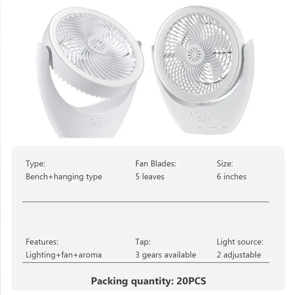 LED Fan 30W Table Lamp Camping Fan Rechargeable Desktop Portable Hanging Light 3-speed Night Fan Light For Home Outdoor Lamp