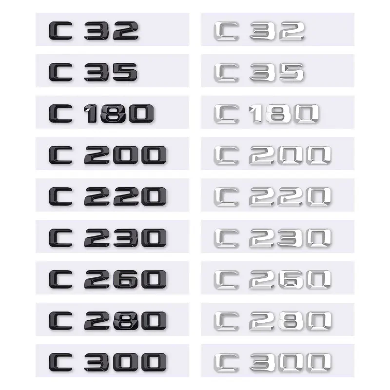 C32 C35 C180 C200 C220 C230 C260 C280 C300 logo pegatinas de coche para mercedes benz Clase C reinstalar etiqueta de desplazamiento del maletero trasero