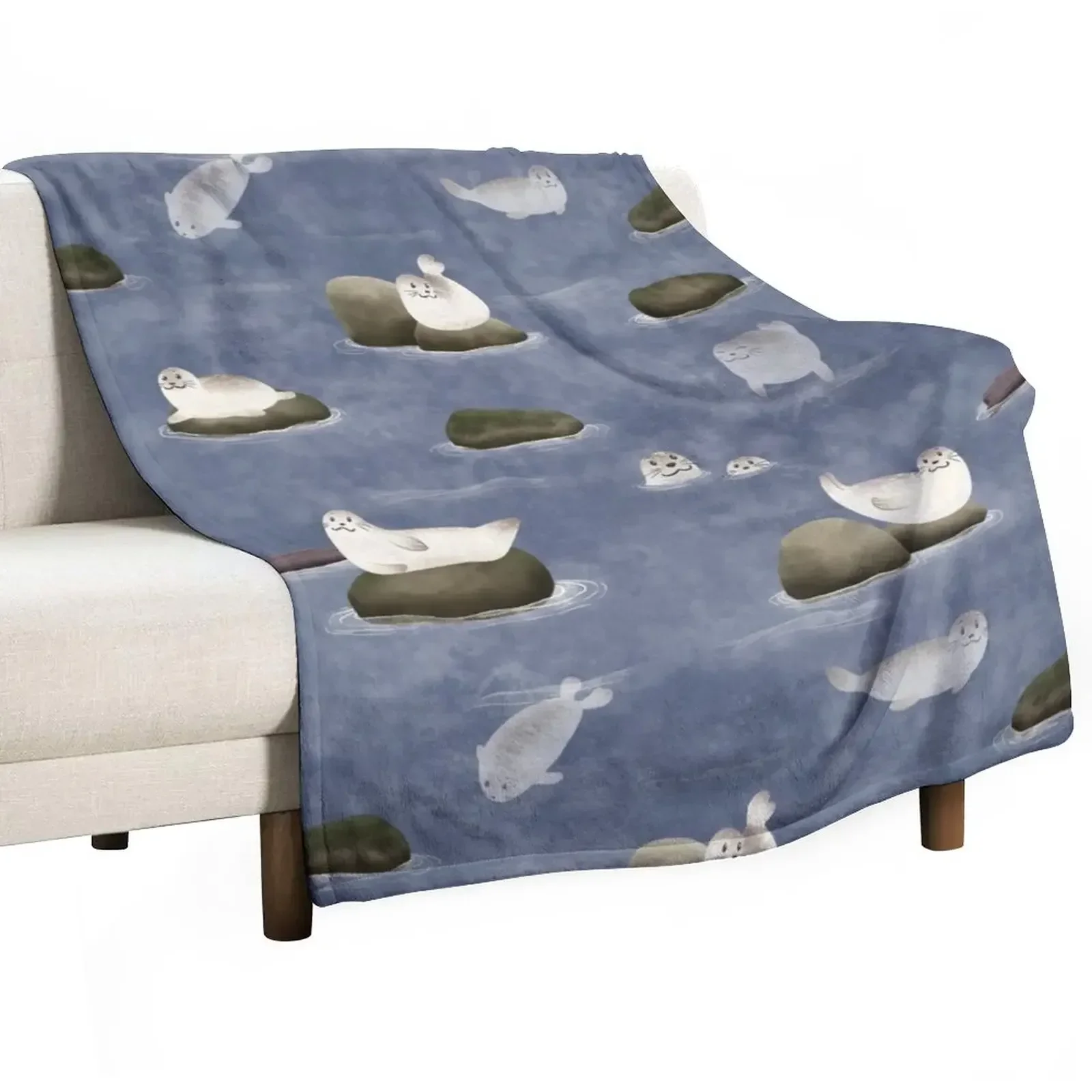 

Harbour Seals Throw Blanket Designers for sofa Custom Moving Blankets