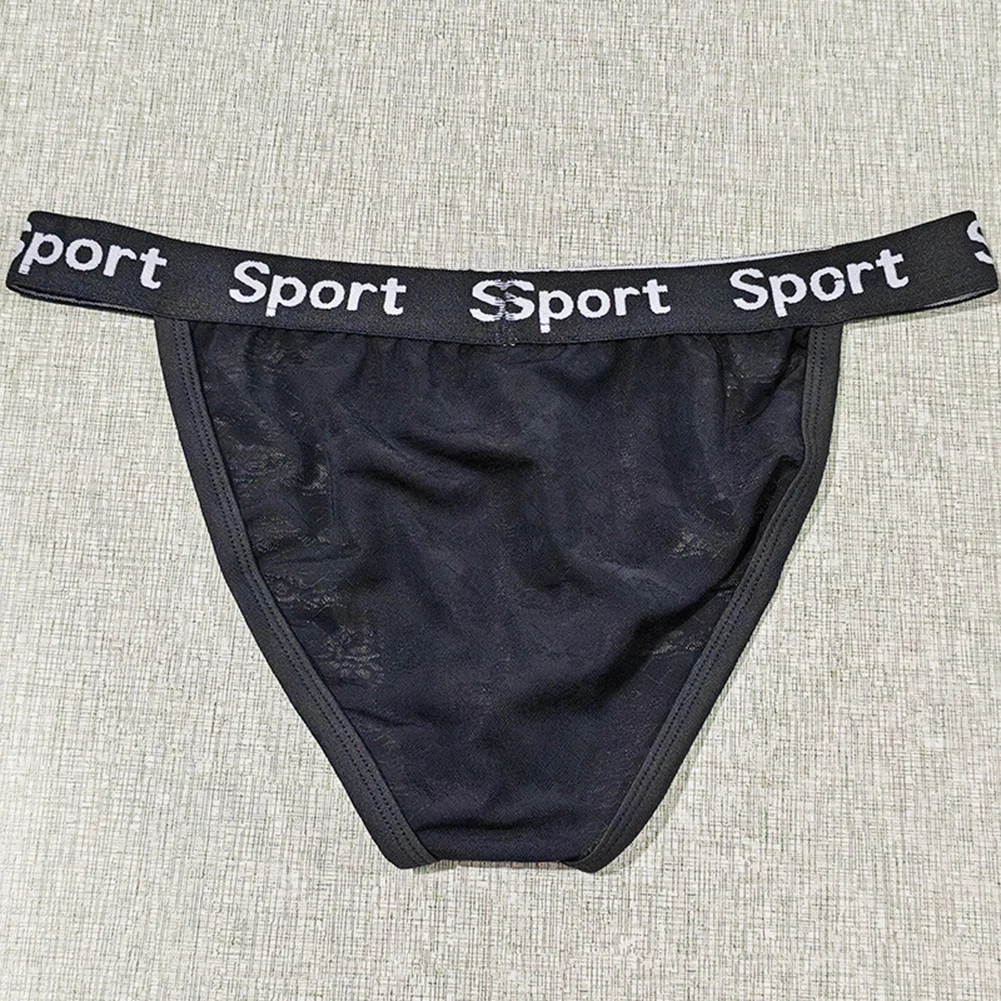 Sexy Men Translucent Mesh Jacquard High Fork Briefs Underwear Comfortable Simple Sports Casual Man Underpants