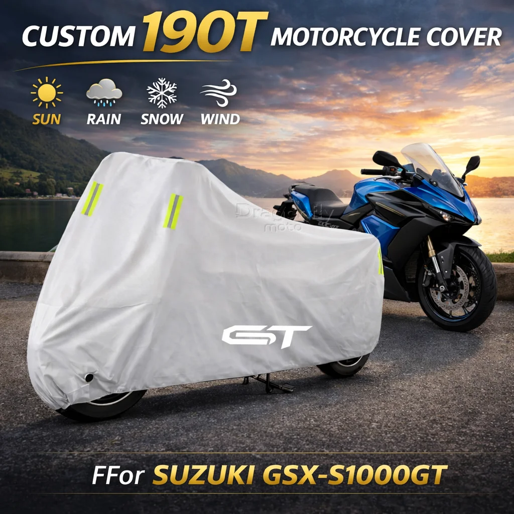 

Чехол для мотоцикла SUZUKI GSX-S1000GT GSXSGT GSXS-GT GSXS1000GT, серебристый, водонепроницаемый, защита от УФ-лучей, дождя, пыли, солнца, для улицы и дома