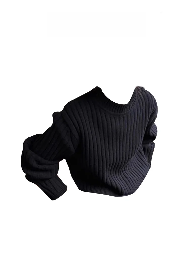 Bla Loose Fit Women's Knitwear Simple Sle Autumn Winter Faion Trend Body a round Ne Long Sve Straight Cut Top