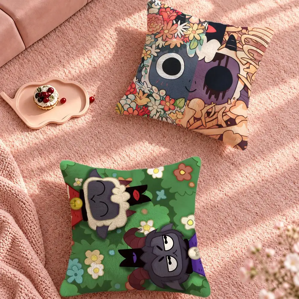 Game Dark Cute Cult of the Lamb Cushion Cover Cute Cartoon Throw Pillow Cover Soft Plush Cushion Cover Sofa Bedroom Home Decor