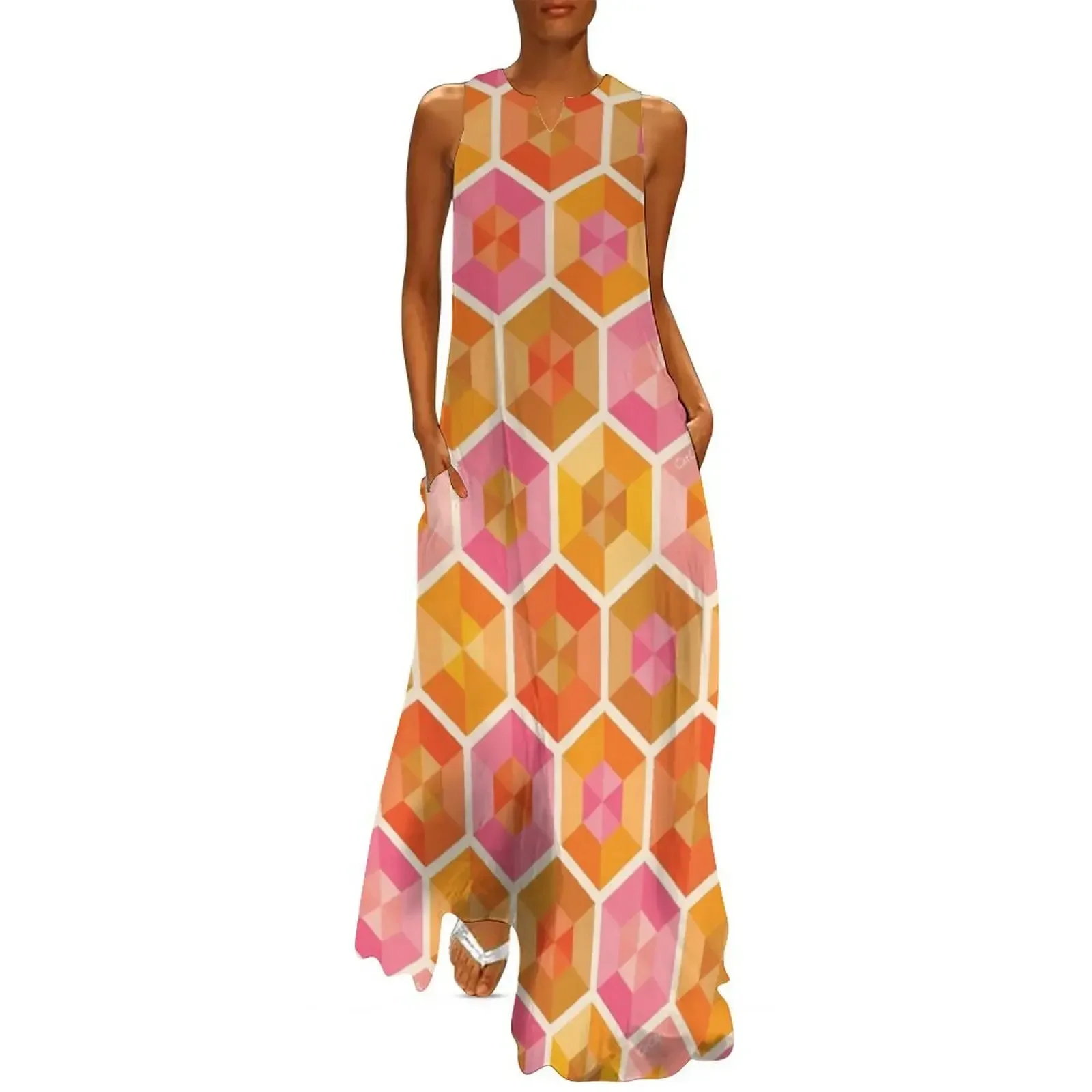 

Hexagon Gems – Retro Sunshine Long Dress long sleeve dresses dresses summer luxury women's party dress evening prom Dress