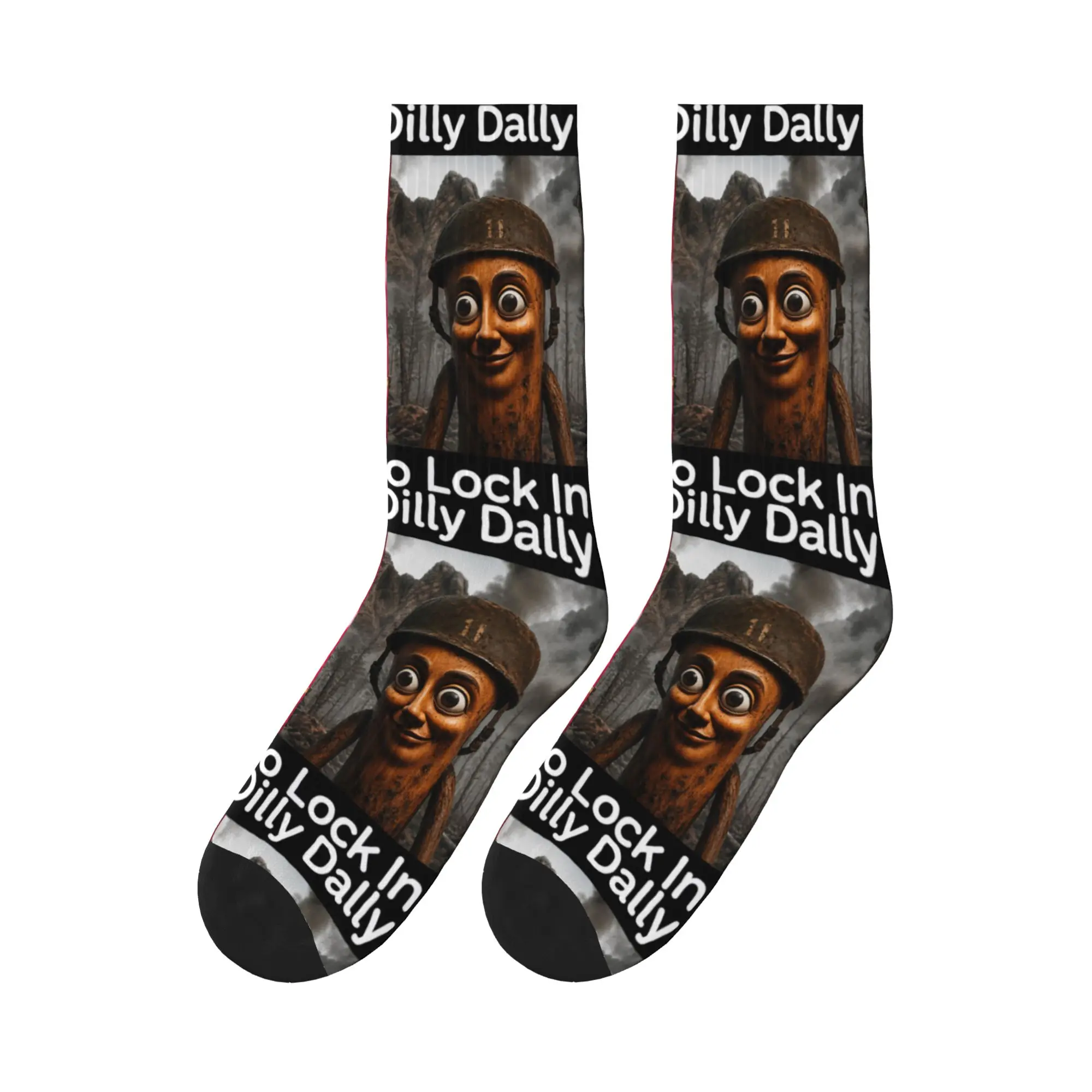 Tung Tung Tung Sahur Born to Dilly Dally Forced to Lock in Socks Spring Stockings Fashion Men Soft Socks Running Anti Socks