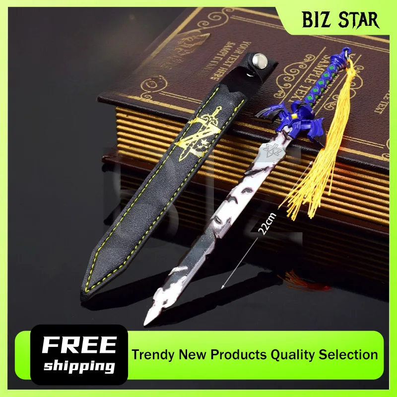 22cm/8.66in Zeldaa Kingdom Tears Link Master Sword Leather Cover Edition Weapon Model Toy Desktop Display Ornaments Collections