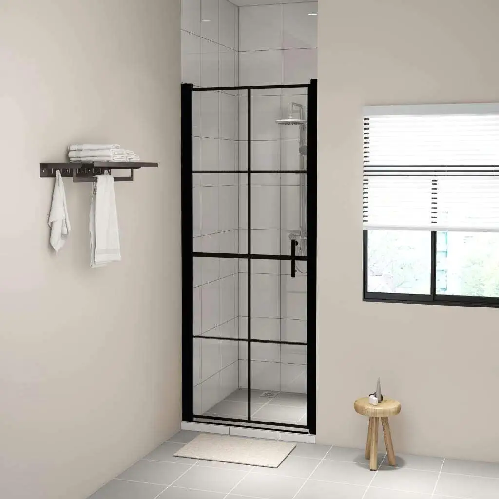 35.8x76.8 Black Tempered Glass Shower Door - Durable & Stylish Privacy Solution