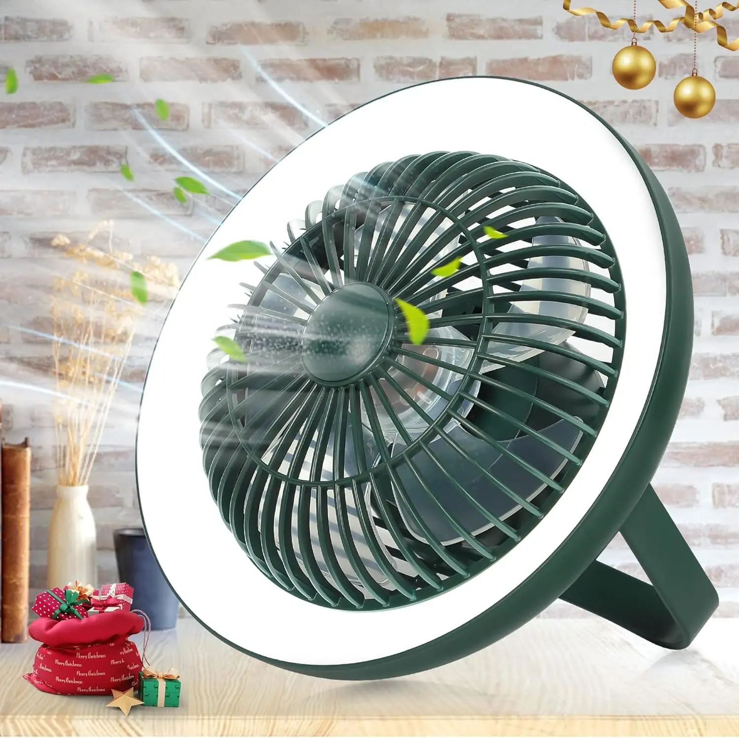 

Depuley 8" Rechargeable Fan with LED Lantern, 4000mAh Battery, 3-Speed Portable Desk Fan for Tent & Office