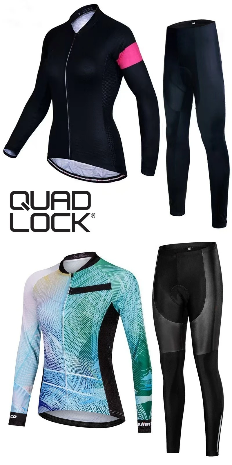 

QUAD LOCK Long Sleeve Thermal Fleece lining Bicycle Warm Jacket Road Bike Women and Men's Cycling Jersey Winter&Autumn