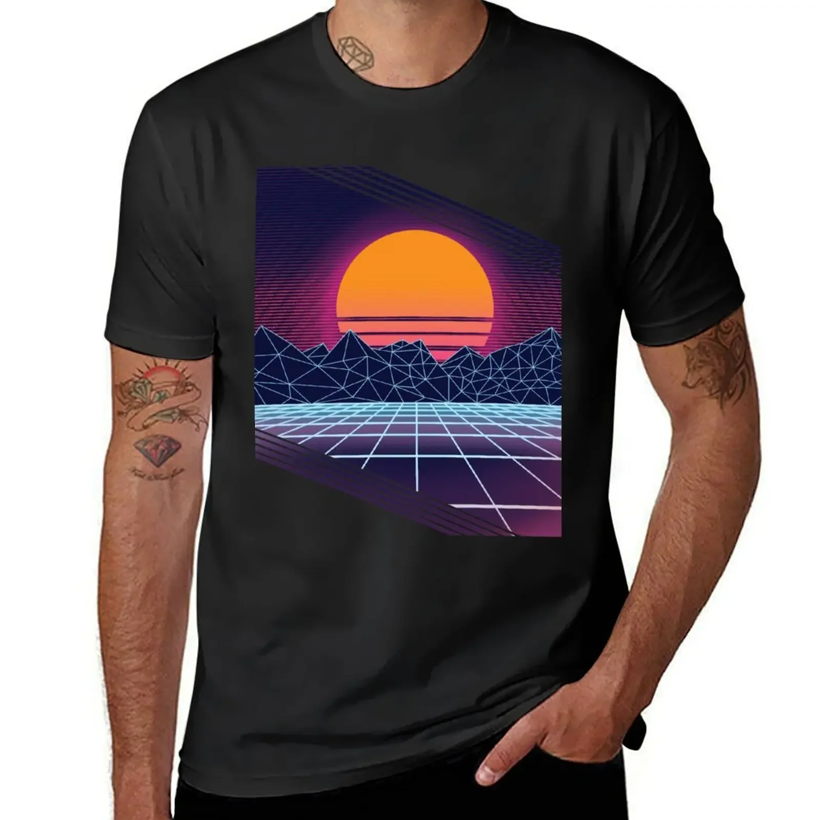 Outrun Sunset T-Shirt Aesthetic clothing summer clothes workout shirts for men