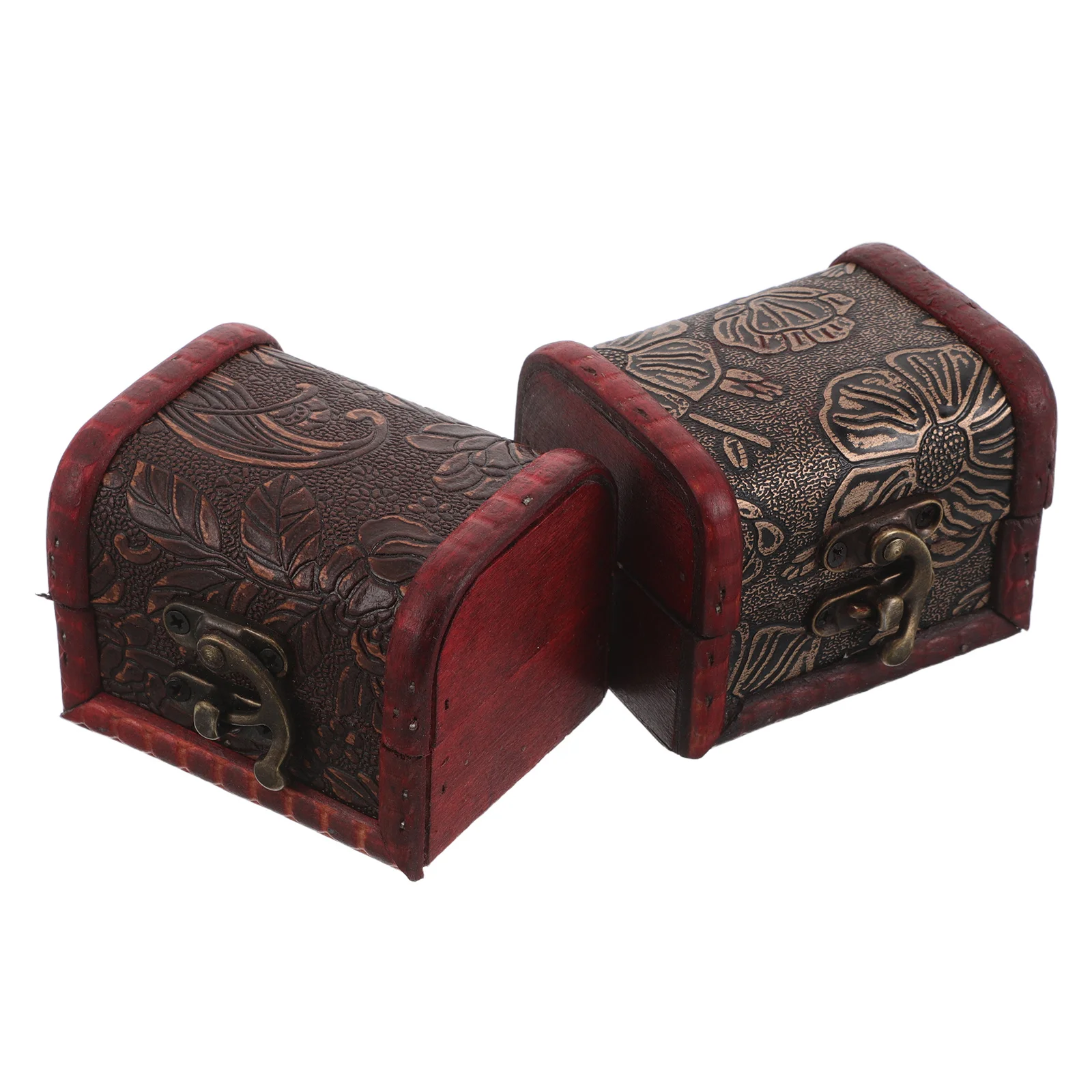 

2pcs Retro Wood Mini Vintage Jewelry Organizer 7.80X6.50X6.00Cm Portable Storage Box For Trinkets Keepsakes Small Treasure