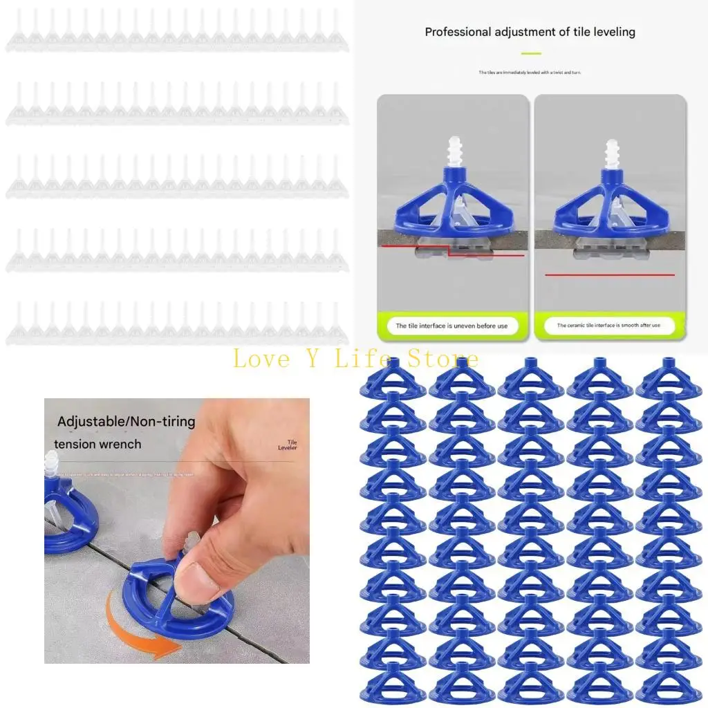 

L74C 100Pcs Professional Ceramic Tile Leveling System Clips Spiraling Spacers Wadge for Tile Laying Wall Floor Construction Tool