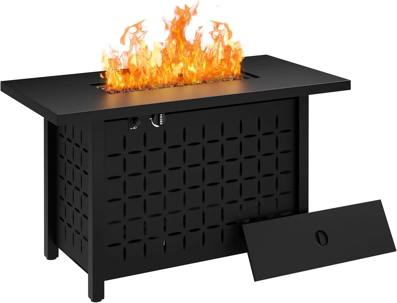 

Propane Fire Pit Table, 43'' Outdoor Gas Fire Pit for Patio, 50,000 BTU with Lava Rocks, Waterproof Cover, and Lid
