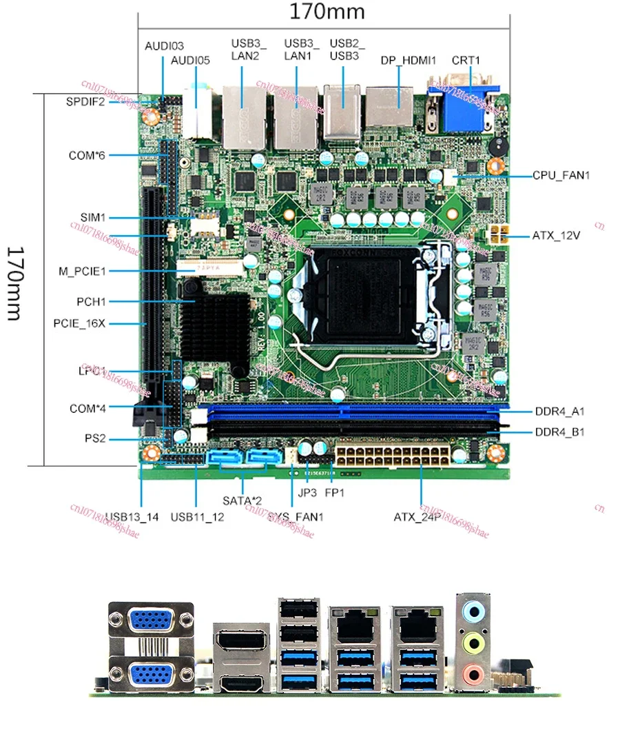 LGA1151 6th Generation H110 H170 Dual Network Port Gigabit Desktop Computer ITX Industrial Control Main Board