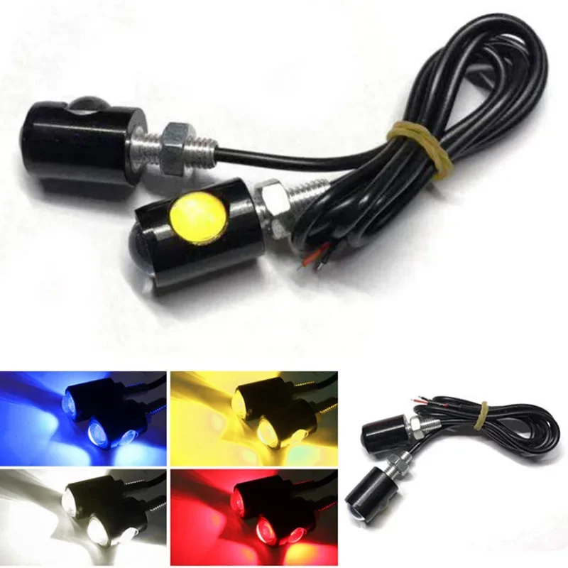 2PCS Car Motorcycle Signal Lamp LED Double Eagle Eye Light License Plate Tail Light Brake Fog Lights