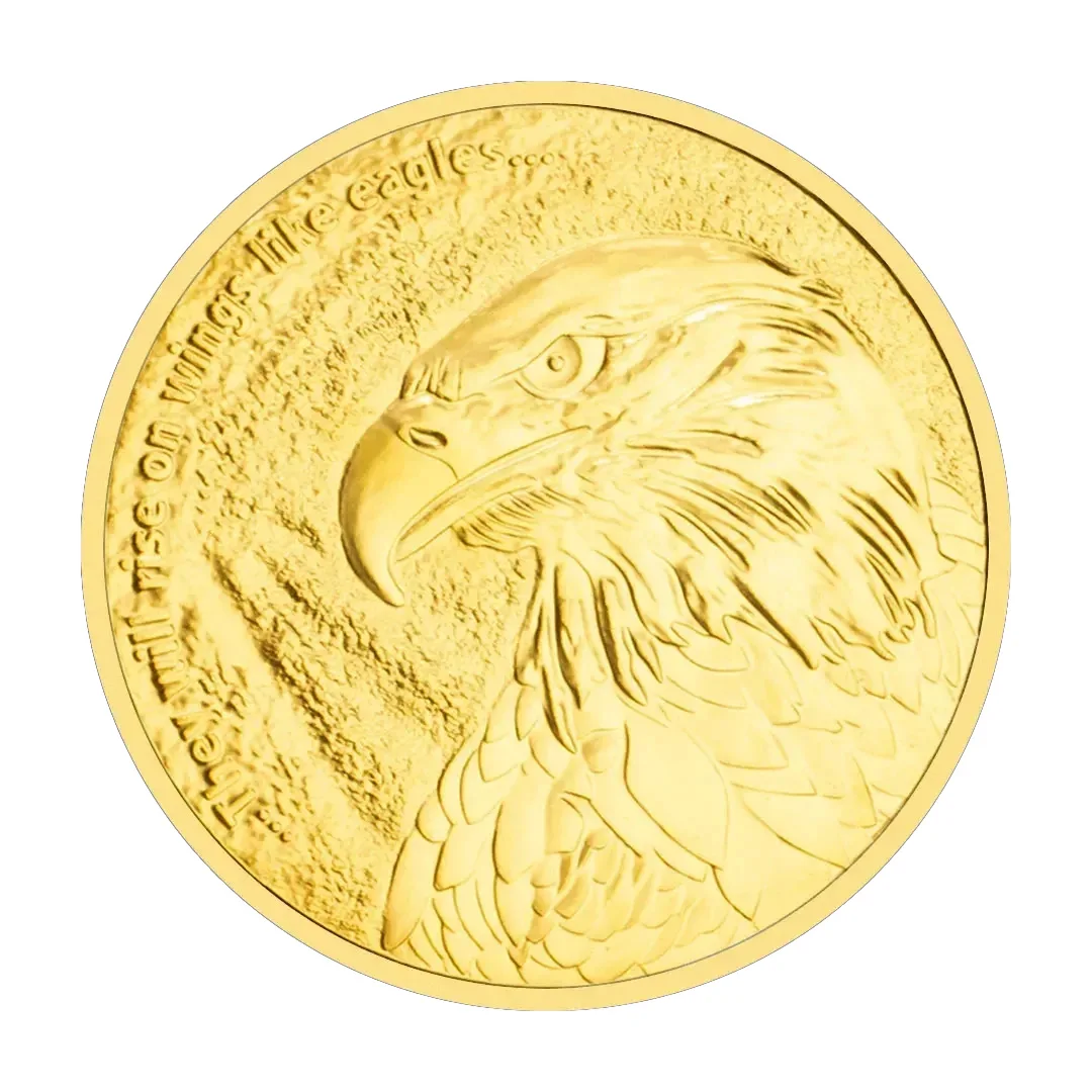 Isaiah Bald Eagle Christian Gift Challenge Coin Rise on Wings Like Eagles Gold Plated Commemorative Coins
