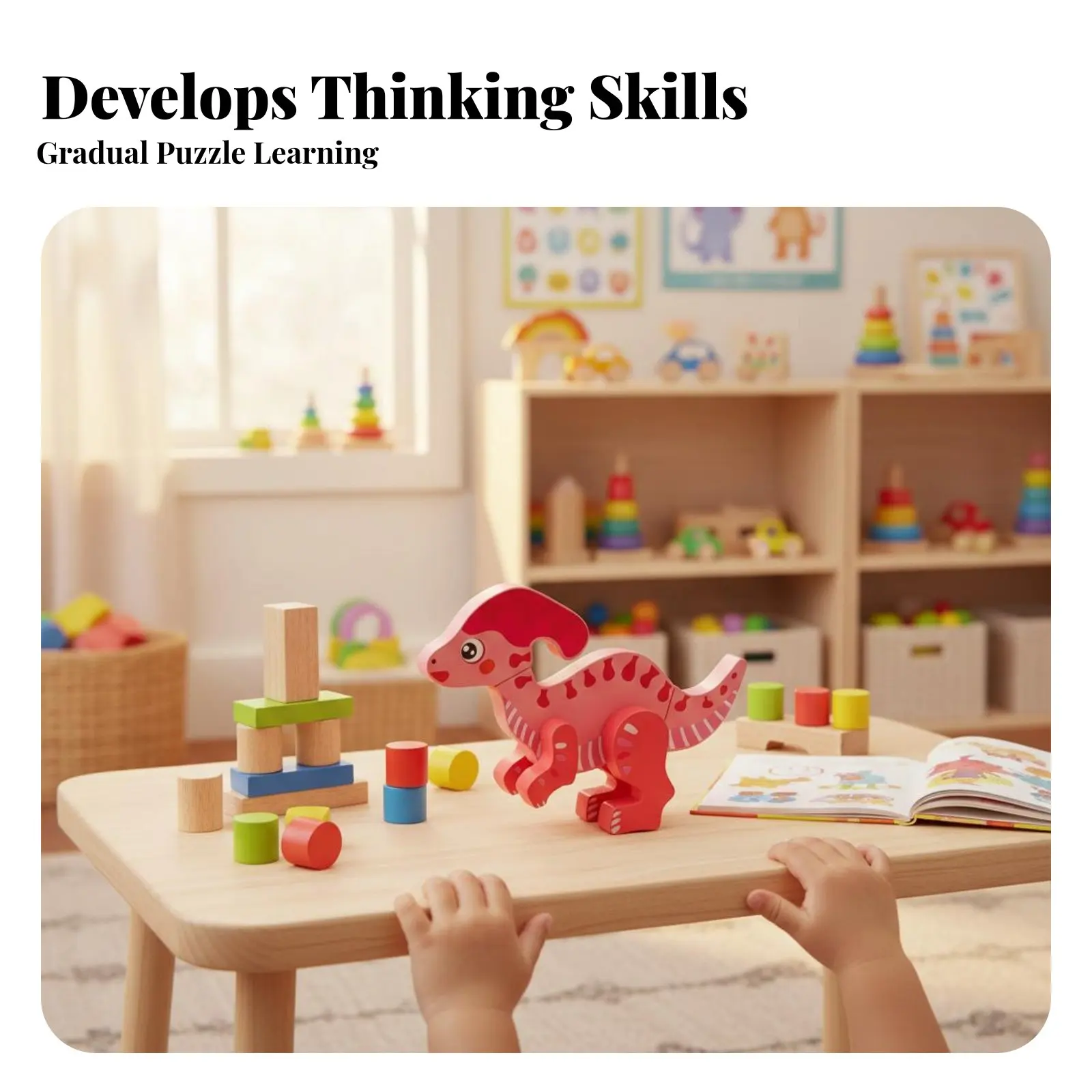 

Трехмерная деревянная модель динозавра для развития мелкой моторики, интерактивная игра, не требует клея.