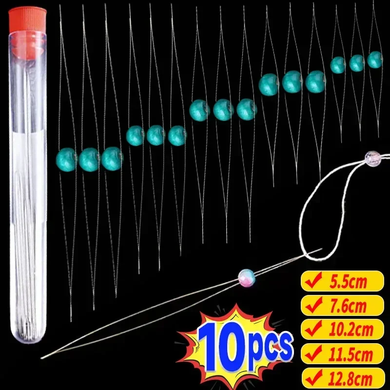 5/10 pçs agulhas de miçangas semente agulhas olho grande diy frisado dobrável miçangas pinos agulhas abertas para fazer jóias ferramentas