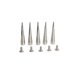 50sets Zinc Alloy Silver Punk Spike Cone Spots Studs Leathercraft Rivets Bullet Spikes for Leather,7*38mm