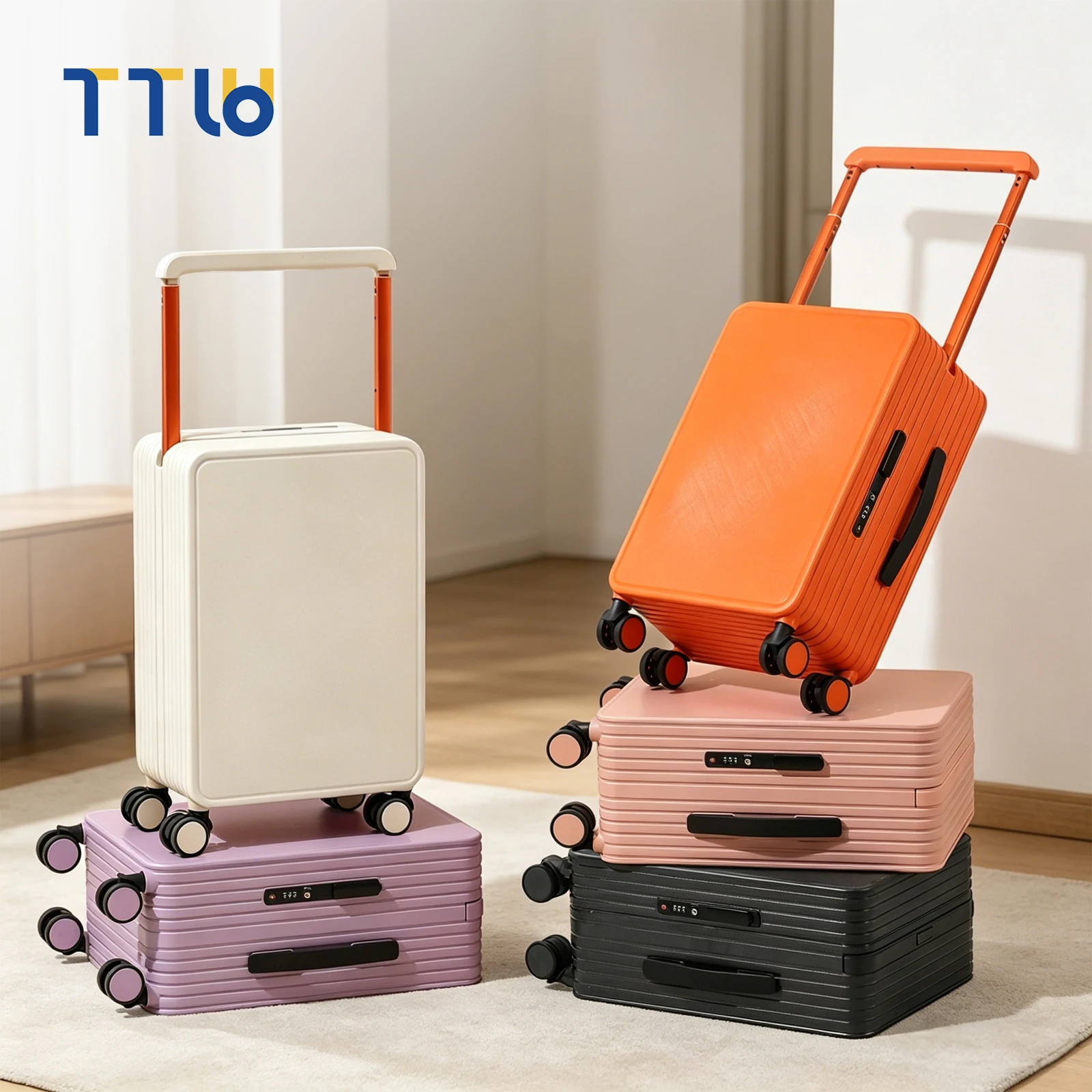

ABS+PC Hard Shell Wide Handle Luggage 20/24 Inch Silent Spinner Wheels Carry On Durable Travel Suitcase