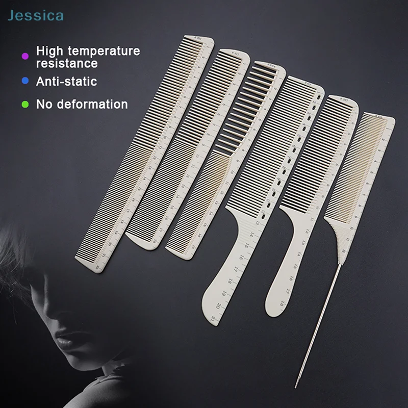 ♥ Professioneller Friseurkamm, hitzebeständige antistatische Kämme mit Messmarkierungen für Salon/Haarschneiden und Styling