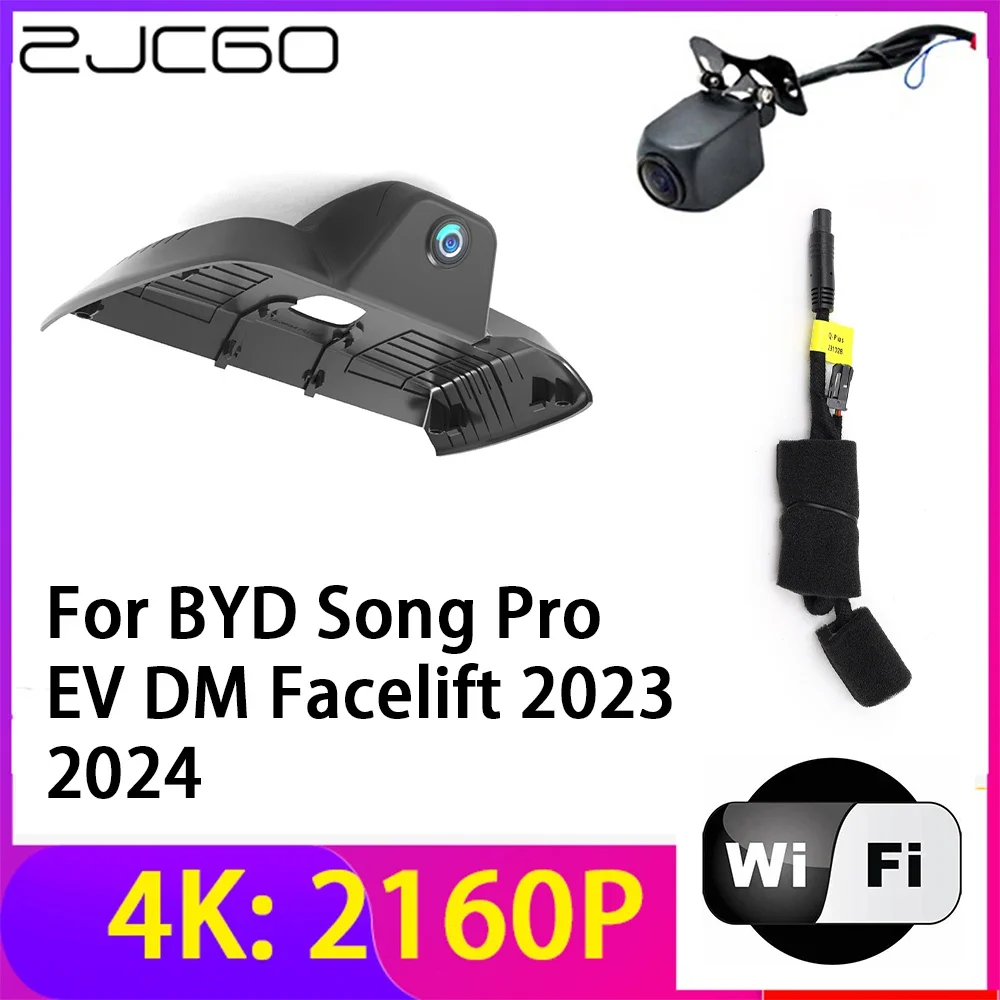 ZJCGO 4K 2160P Dash Cam DVR Camera 2 Lens Recorder Wifi Night Vision for BYD Song Pro EV DM Facelift 2023 2024