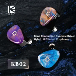 KBEAR KB02 Bone Conduction Dynamic Driver Hybrid Headphones 0.78mm/2PIN 3.5mm HIFI In Ear Monitor Wired Earphones Gaming headset