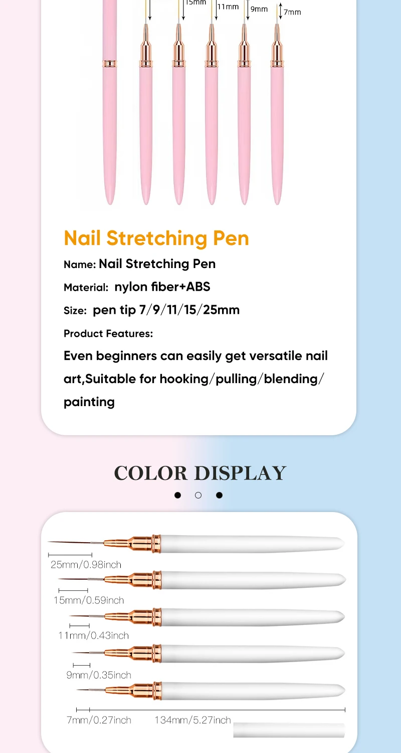 5 stücke Nail art Liner Pinsel Set UV Gel Nagel Pinsel Kits Französisch Streifen Linie Malerei Zeichnung Blume Stift Professionelle maniküre Werkzeug – Detail 2