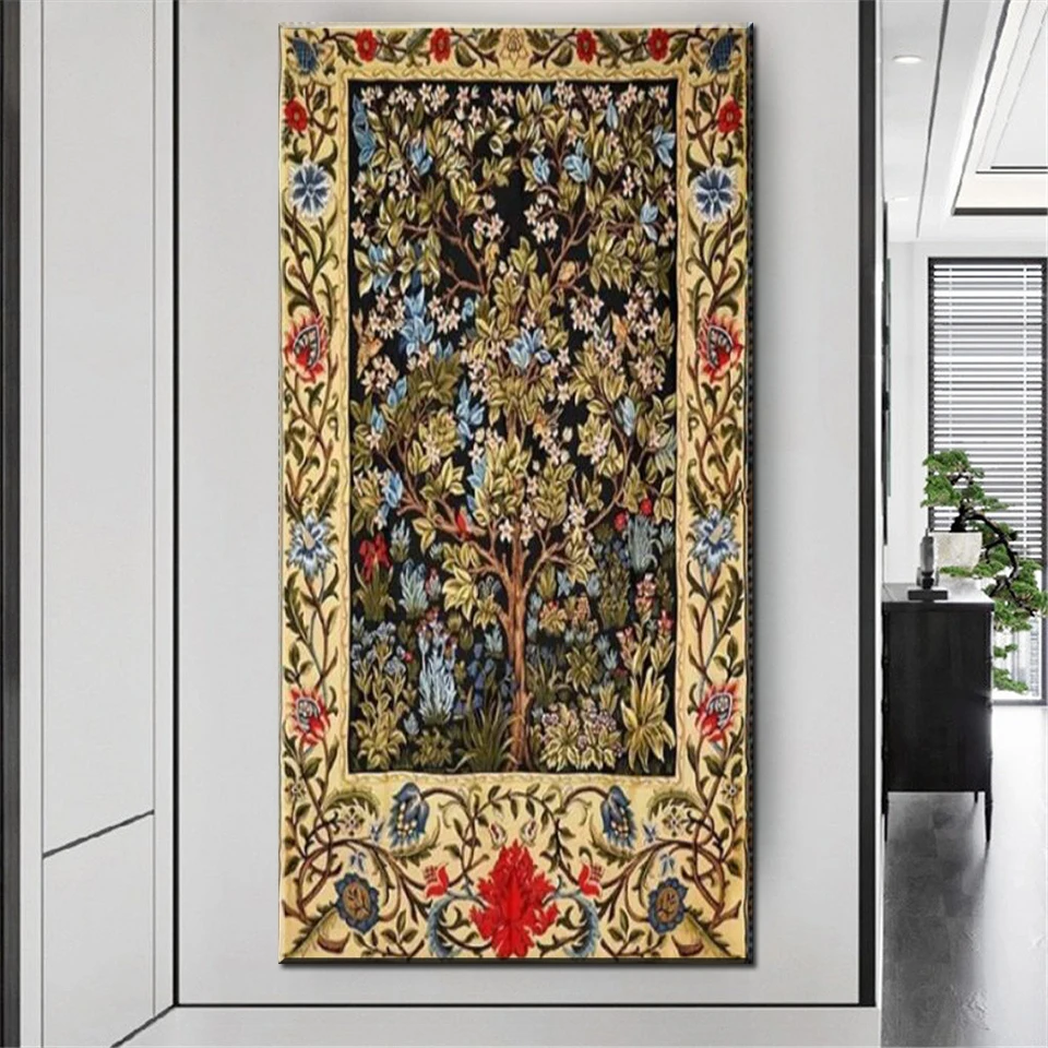 Tree of Life William Morris Large diamond Painting Flowers Mosaic Puzzle DIY Cross Stitch Kits Rhinestones Picture Home Decor