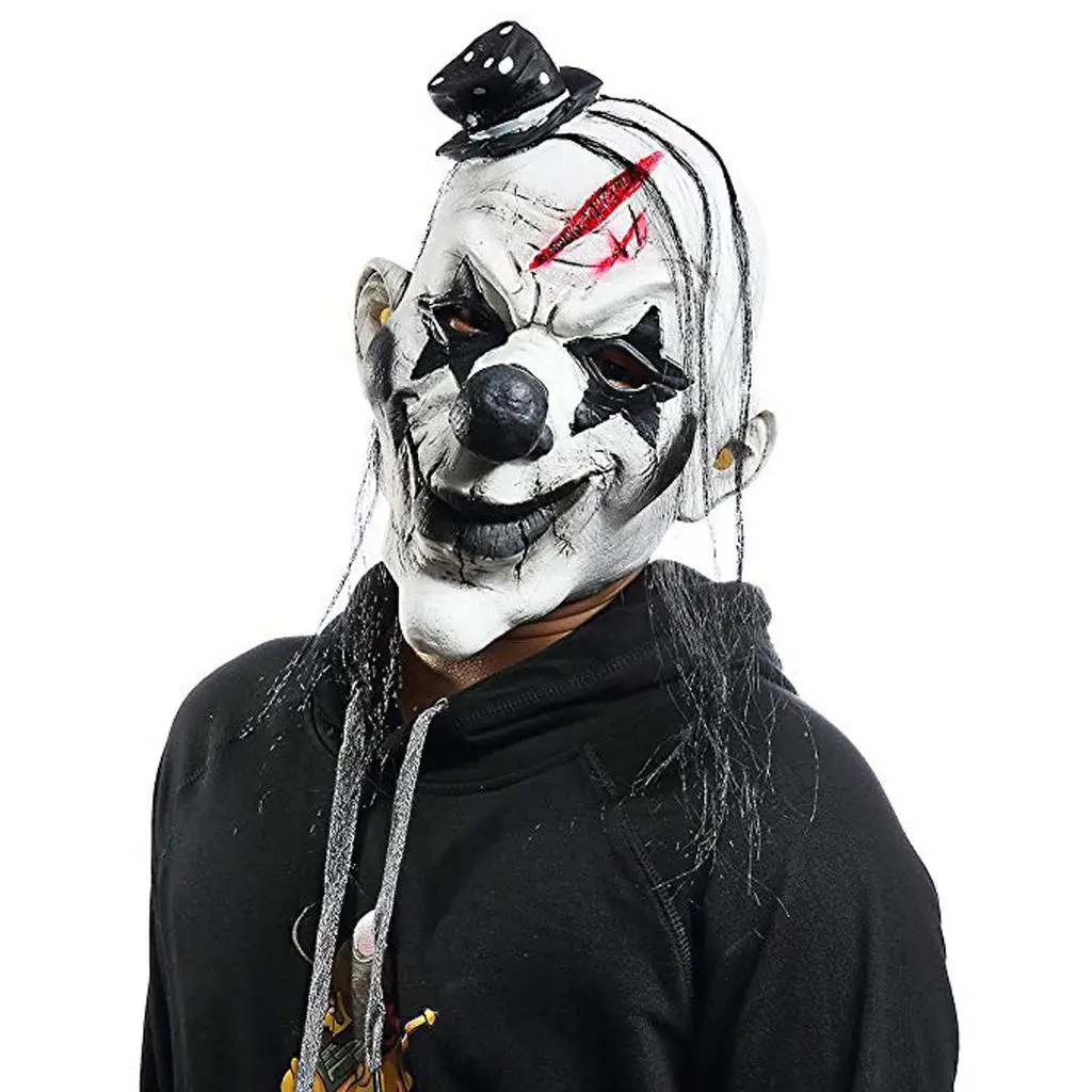 

Маска страшного клоуна, реалистичная маска для лица, жуткий реквизит для косплея на Хэллоуин, для взрослых, для вечеринок и карнавалов