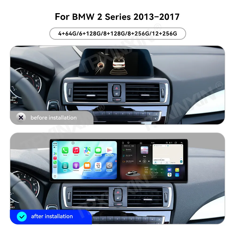 CarPlay HD Dual 9.1 Inch Car Radio Android 15 For BMW 2 Series F22 2013-2017 GPS Navigation Multimedia Player Stereo Head Unit