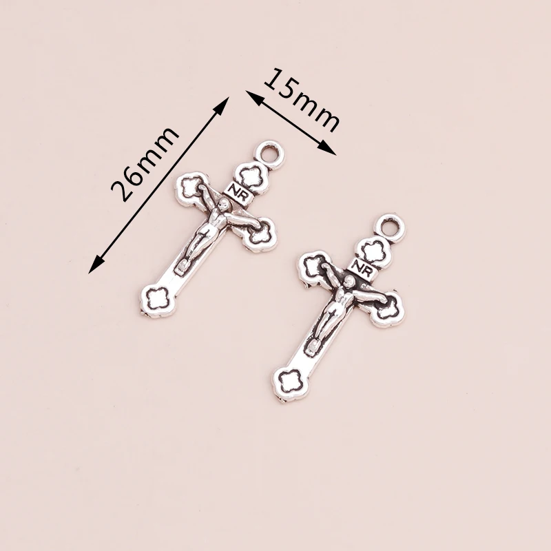 Leslie 20 stücke Legierung Kreuz bezaubert religiöse Kruzifix Anhänger für DIY Schmuck machen Accessoires hand gefertigte Ohrringe Halsketten – Detail 6